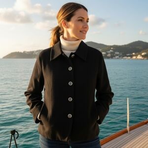 Casual Corner 100% Pure Wool‎ Vintage Womens Blazer Jacket Corpcore Black L